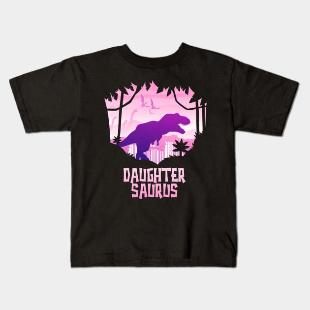 Daughter Saurus Rex, Matching Dinosaur Family Kids T-Shirt by PinkyTree